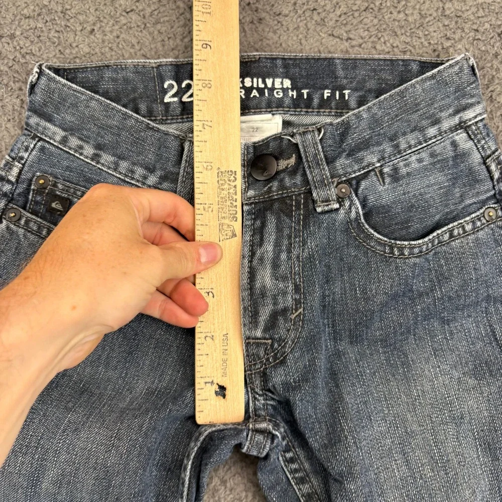 Quiksilver Boys 22 Straight‎ Fit Denim Jeans Distressed Blue Cotton